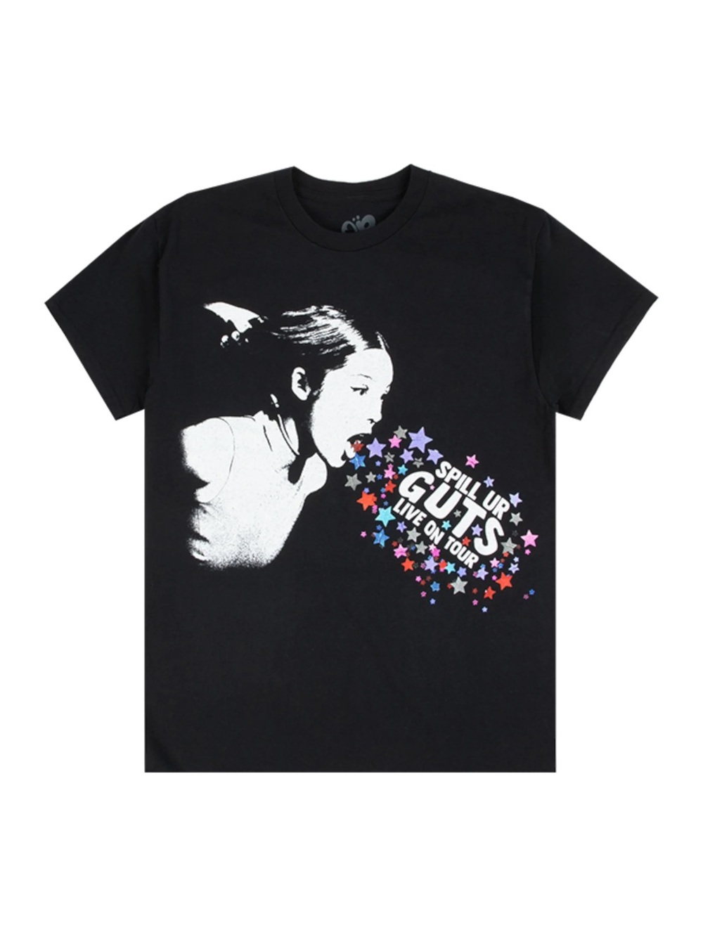 Black Short-Sleeve Graphic Tee with Starburst Portrait